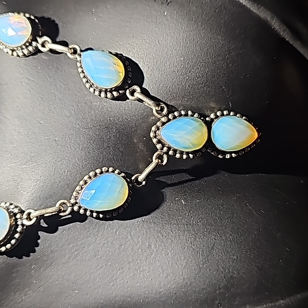 Labrodite Moonstone necklace with dangling earrings set